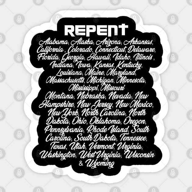 Repent America! Sticker by CalledandChosenApparel